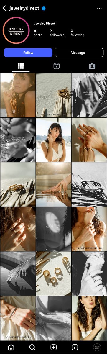 Jewellery Direct Instagram grid · Alkeme Design