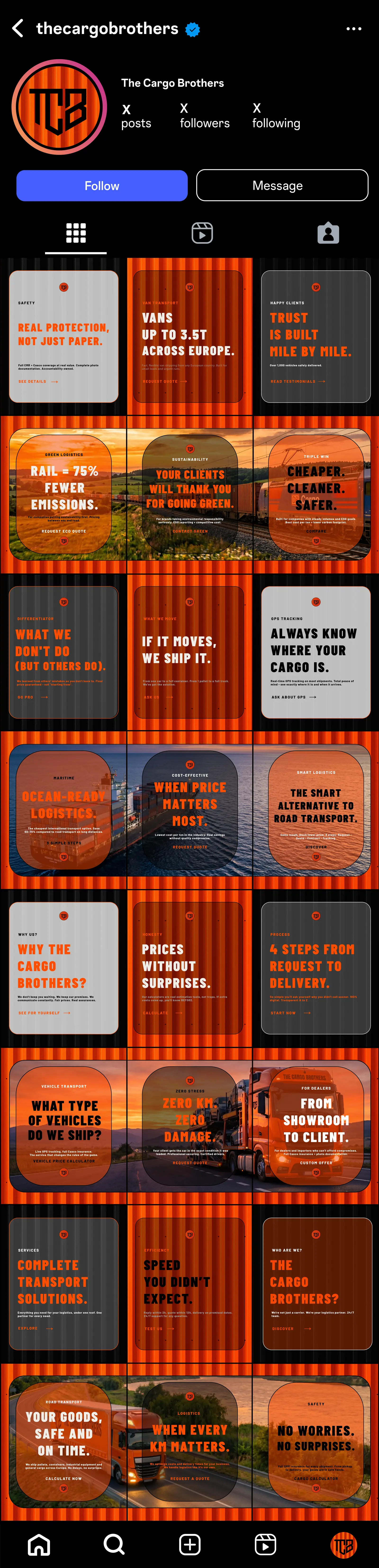 The Cargo Brothers Instagram grid · Alkeme Design