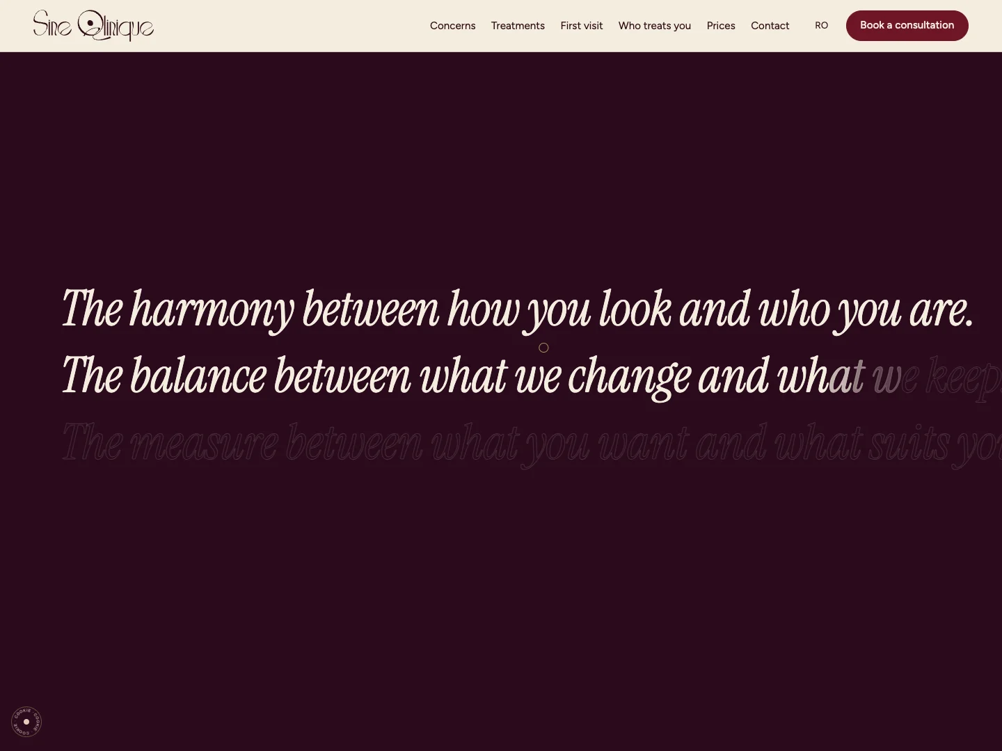 Sine Qlinique Website: the homepage · Alkeme Design