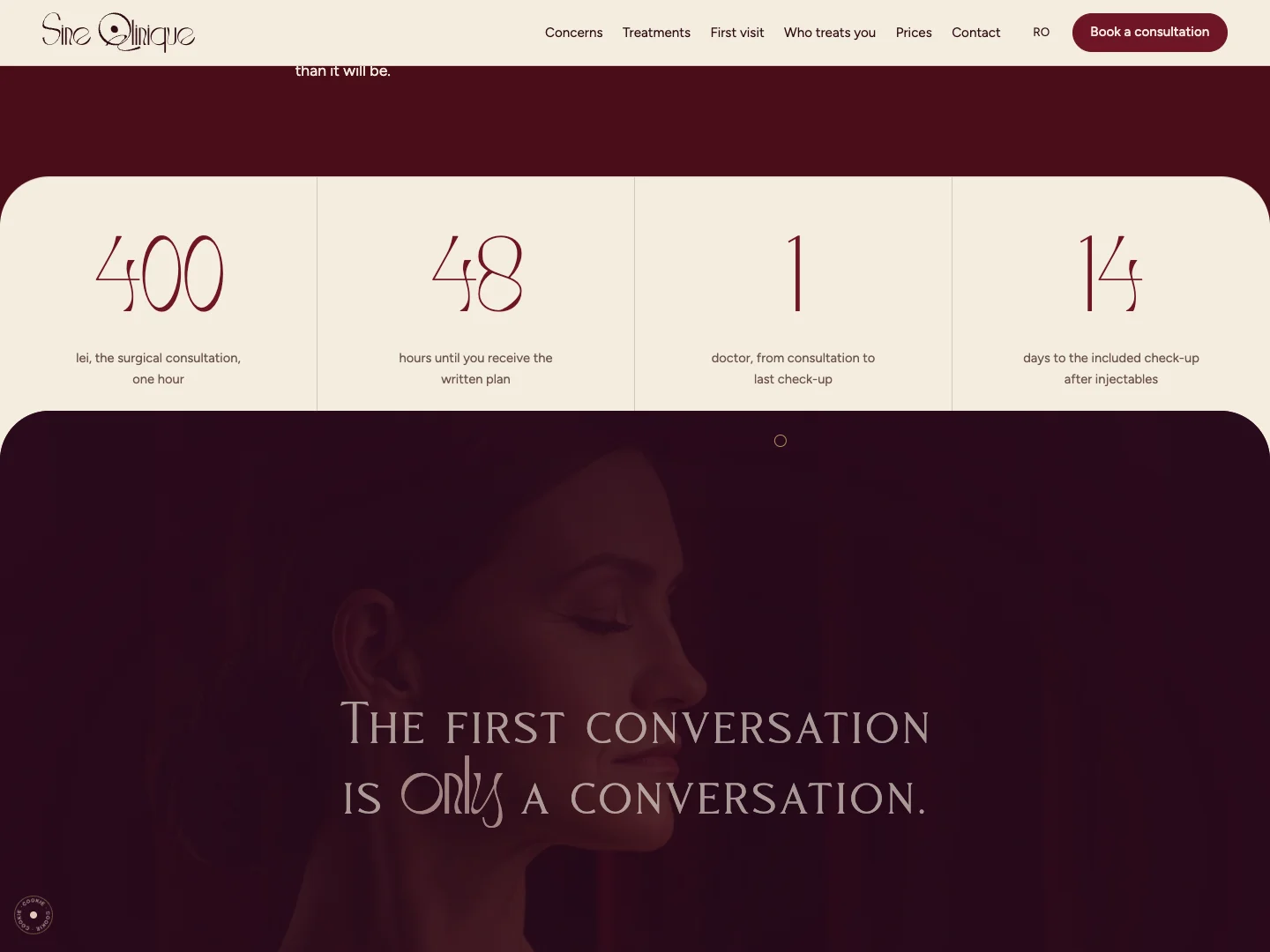 Sine Qlinique Website: the homepage · Alkeme Design
